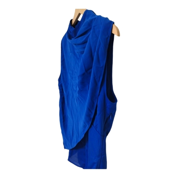 Zara Structured Wrap Drapery Style  Blue Blouse Size Large NWT - Picture 2 of 11